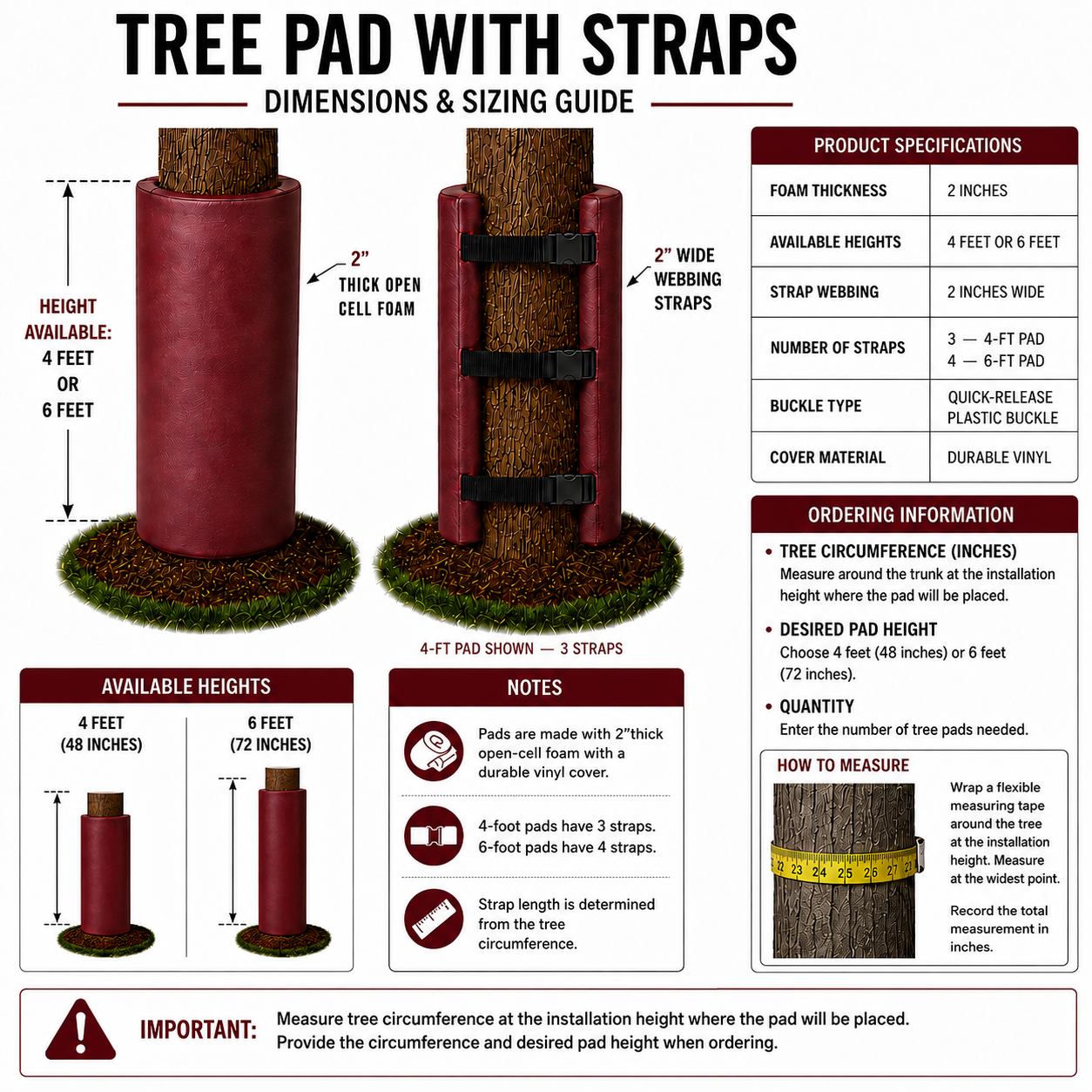 Open Cell Tree Pad | 2" Foam | Made to Order