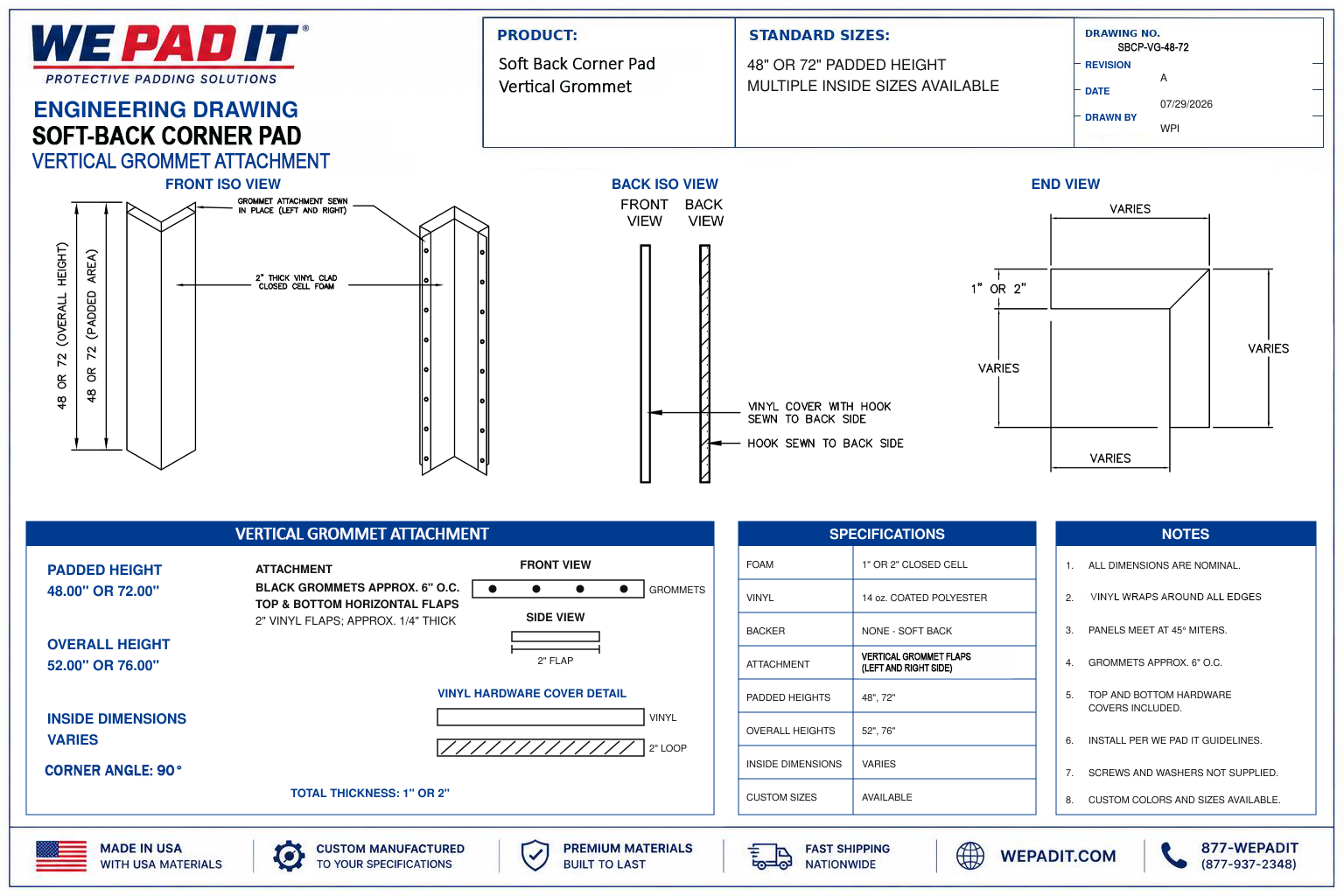 Soft Back Corner Pad | Custom Made