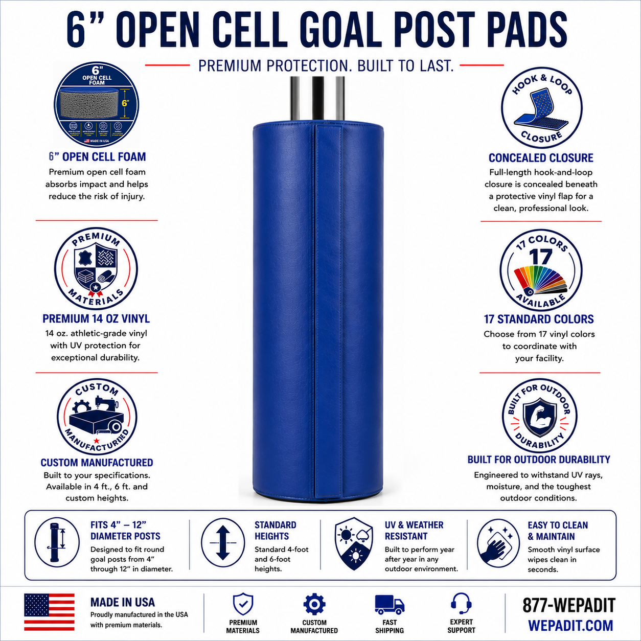 6" Open-Cell Goal Post Pad