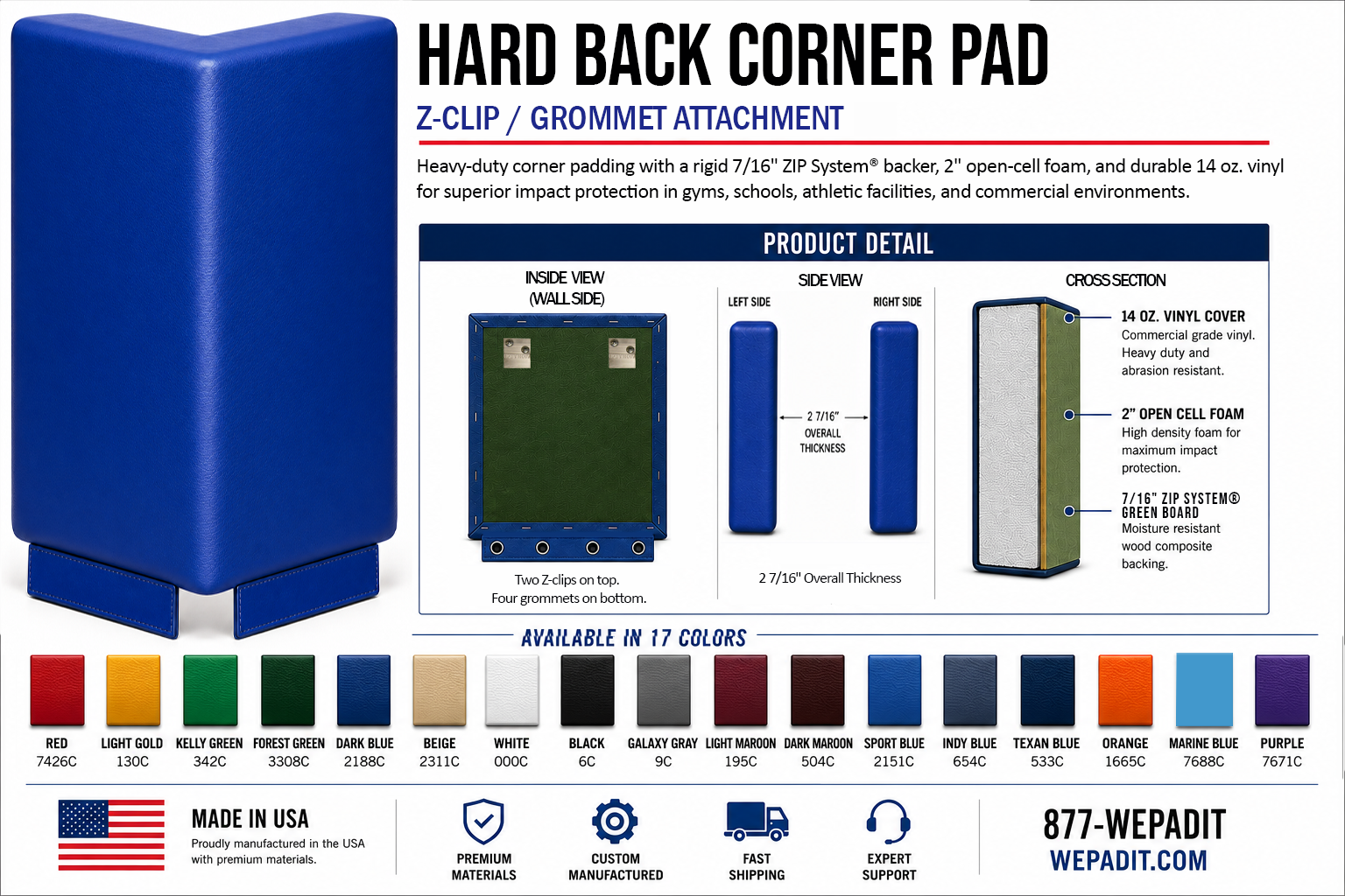 HARD BACK CORNER PAD