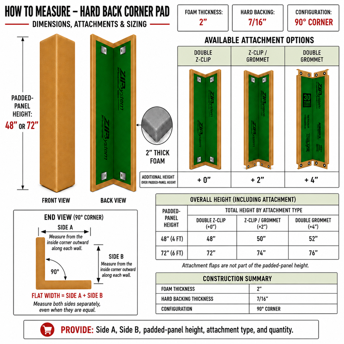 HARD BACK CORNER PAD