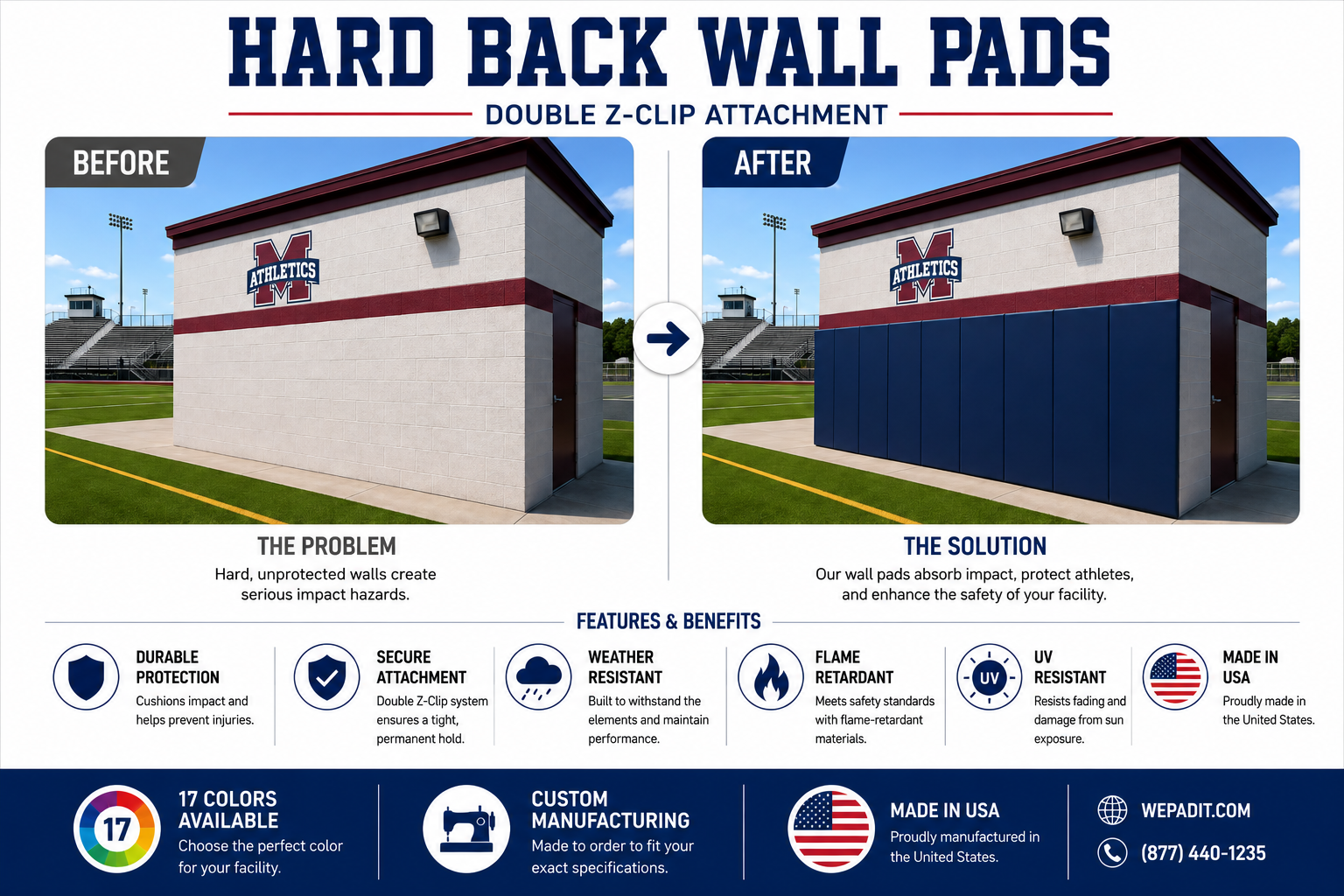 Hard Back Wall Pad | 2" Open-Cell Foam | Custom Made