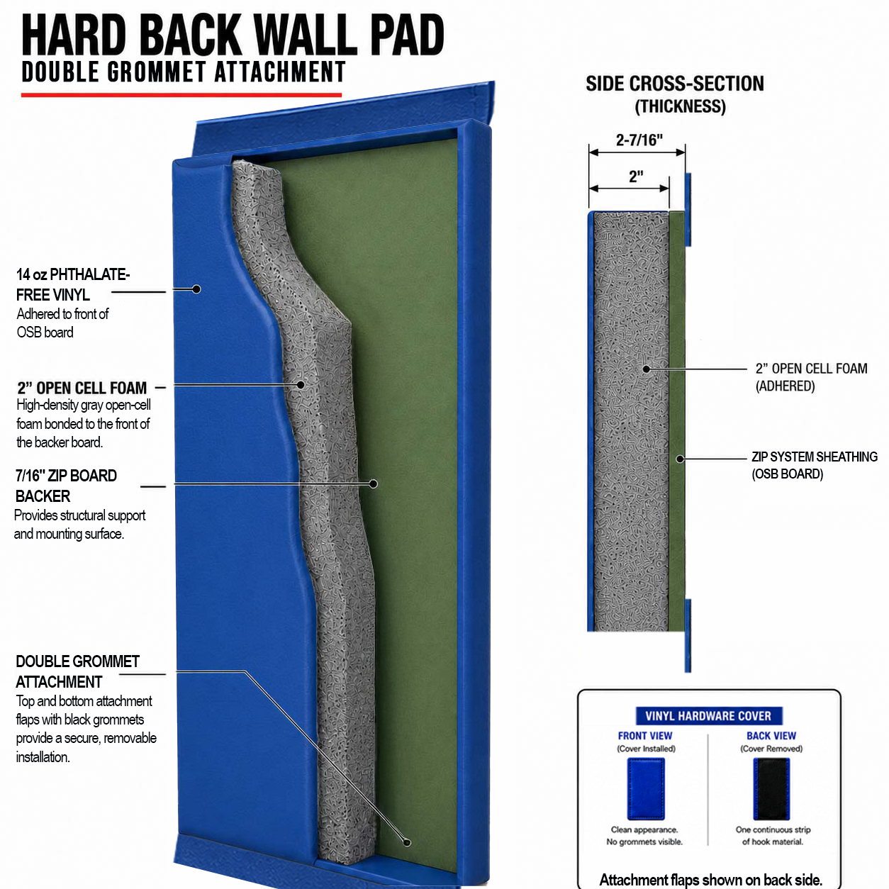 Hard Back Wall Pad | 2" Open-Cell Foam | Custom Made