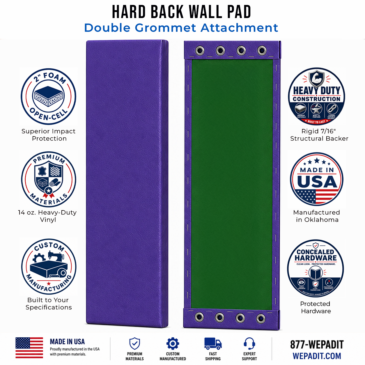 Hard Back Wall Pad | 2" Open-Cell Foam | Custom Made