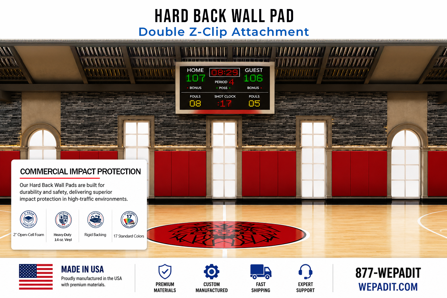 Hard Back Wall Pad | 2" Open-Cell Foam | Custom Made