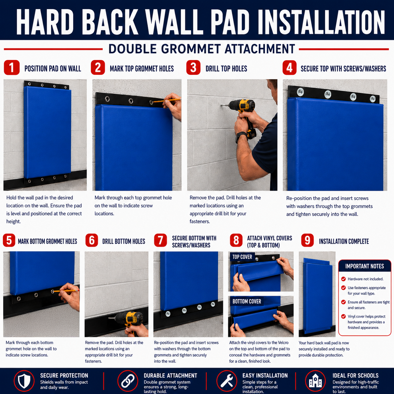 Hard Back Wall Pad | 2" Open-Cell Foam | Custom Made