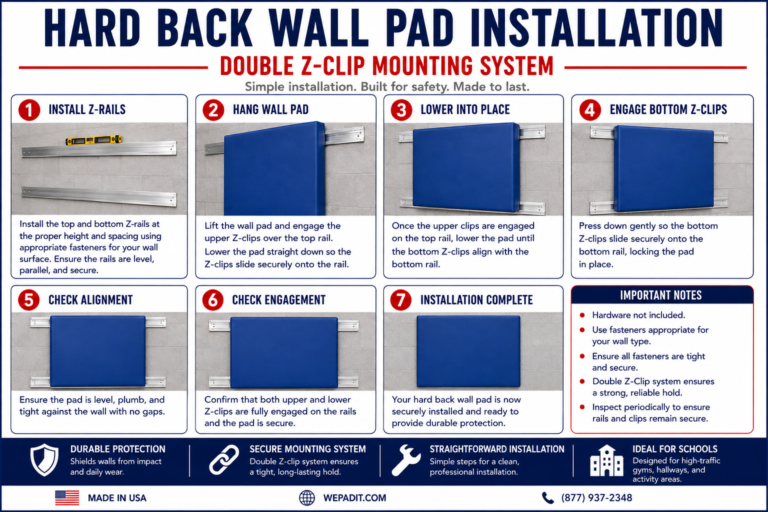 Hard Back Wall Pad | 2" Open-Cell Foam | Custom Made