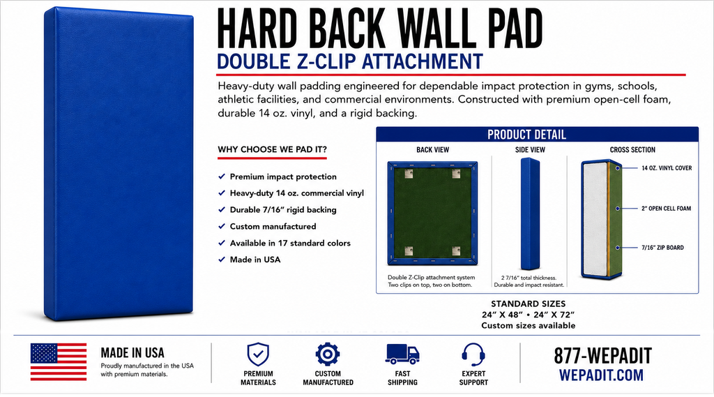 Hard Back Wall Pad | 2" Open-Cell Foam | Custom Made