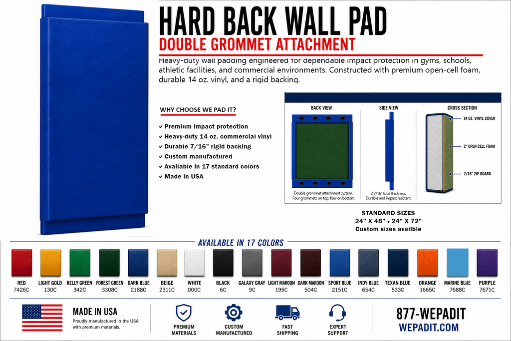 Hard Back Wall Pad | 2" Open-Cell Foam | Custom Made