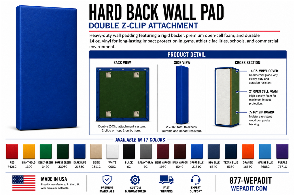 Hard Back Wall Pad | 2" Open-Cell Foam | Custom Made