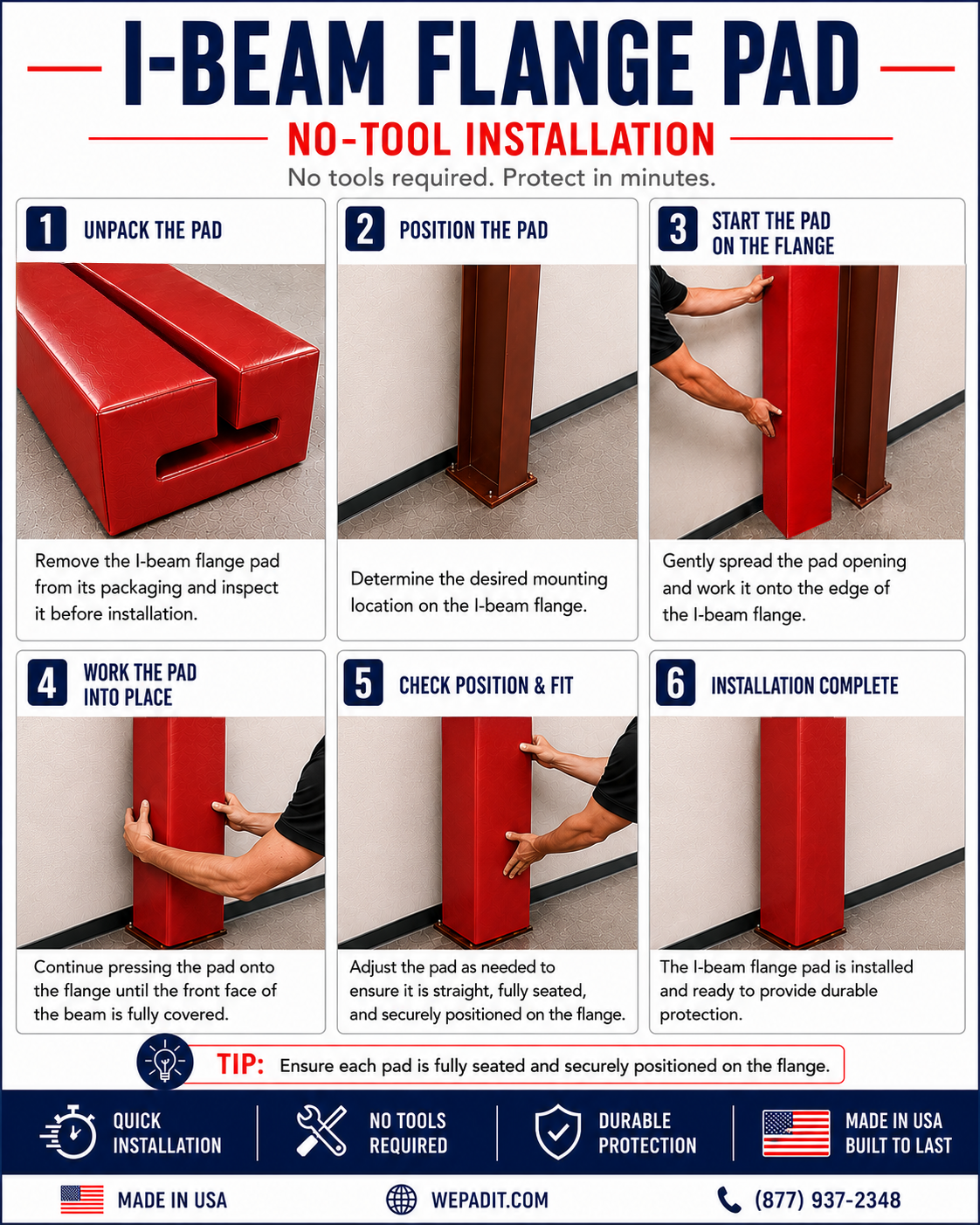 I-Beam Flange Pad — Closed-Cell Foam