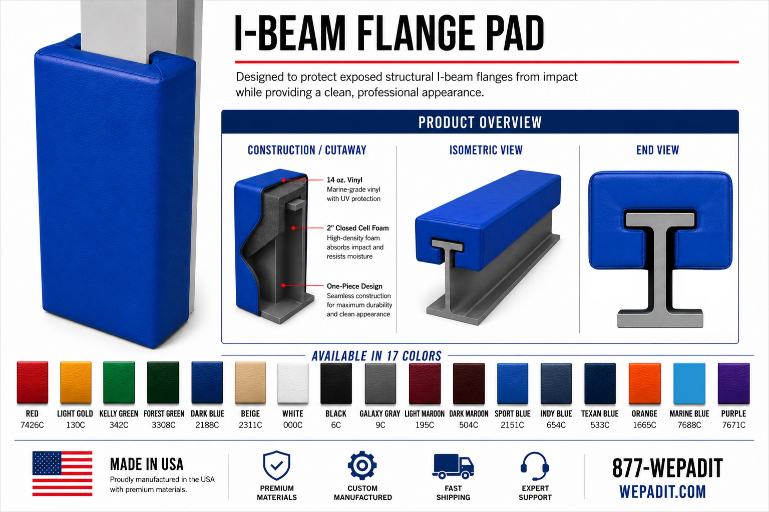 I-Beam Flange Pad — Closed-Cell Foam