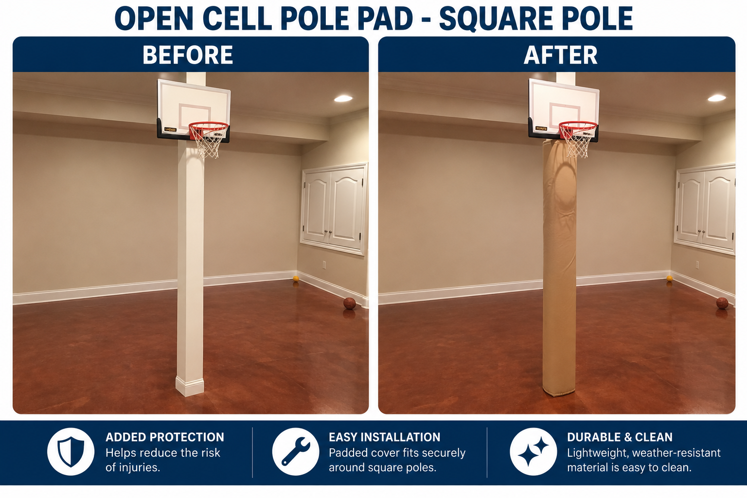 1" THICK OPEN CELL SQUARE POLE PAD