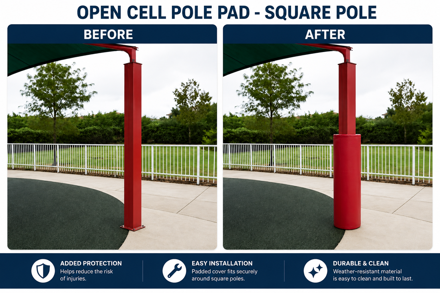 2" THICK OPEN CELL SQUARE POLE PAD