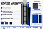 2" THICK OPEN CELL SQUARE POLE PAD