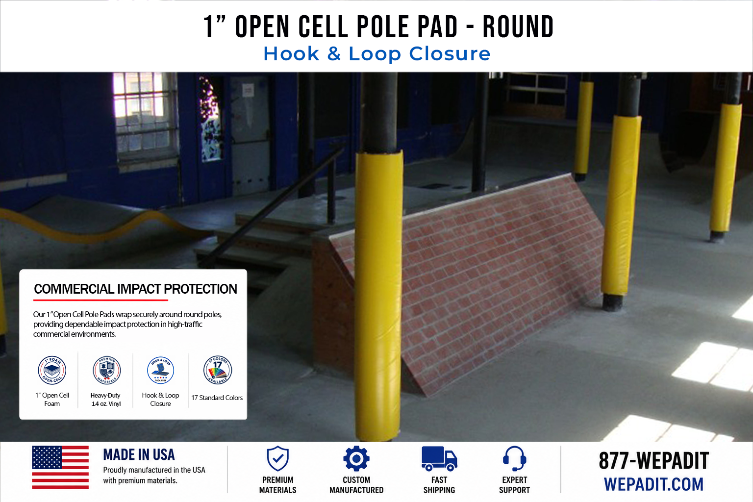 1" THICK OPEN CELL ROUND POLE PAD