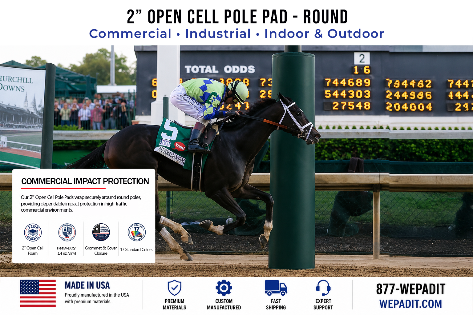 2" THICK OPEN CELL ROUND POLE PAD