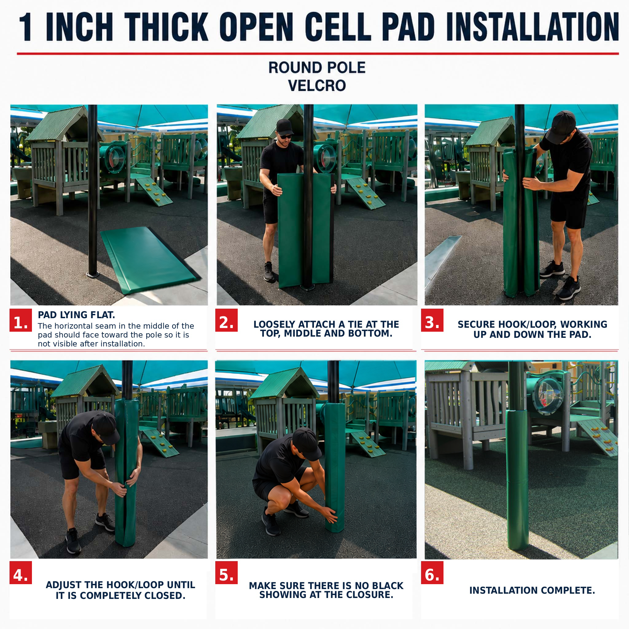 1" THICK OPEN CELL ROUND POLE PAD