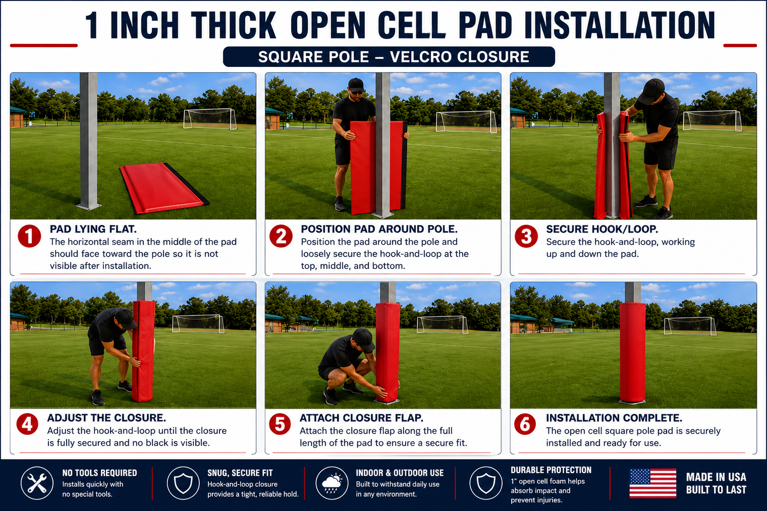 1" THICK OPEN CELL SQUARE POLE PAD