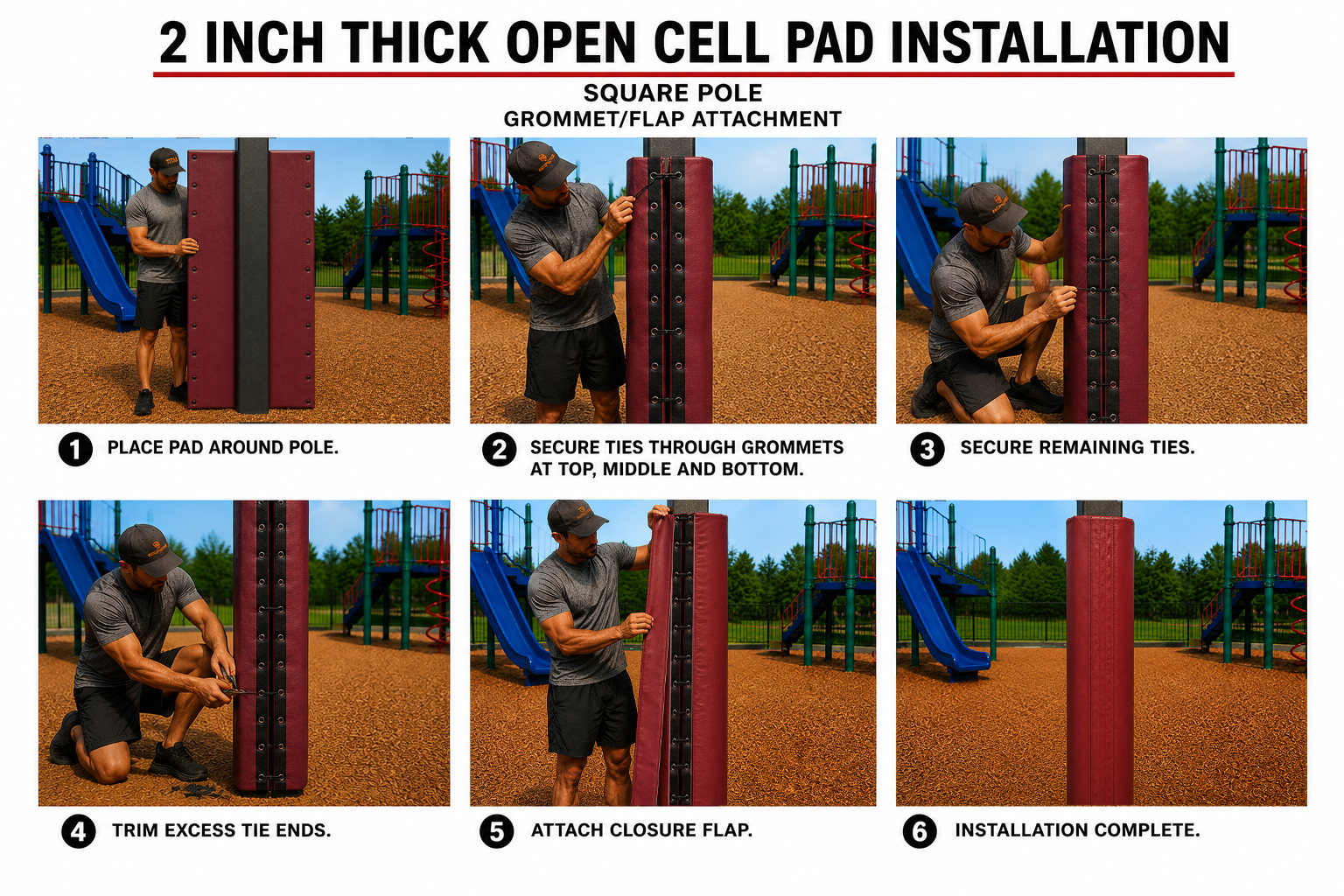 2" THICK OPEN CELL SQUARE POLE PAD