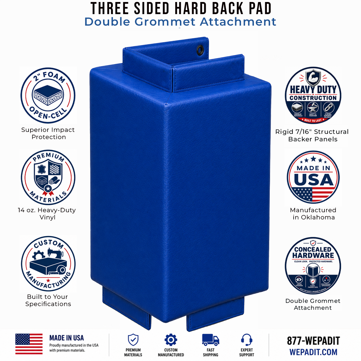3-Sided Hard Back Pad | Custom Made