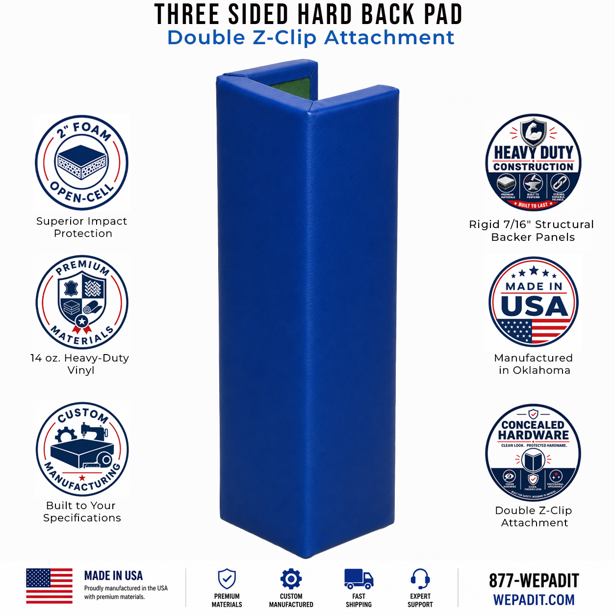 3-Sided Hard Back Pad | Custom Made