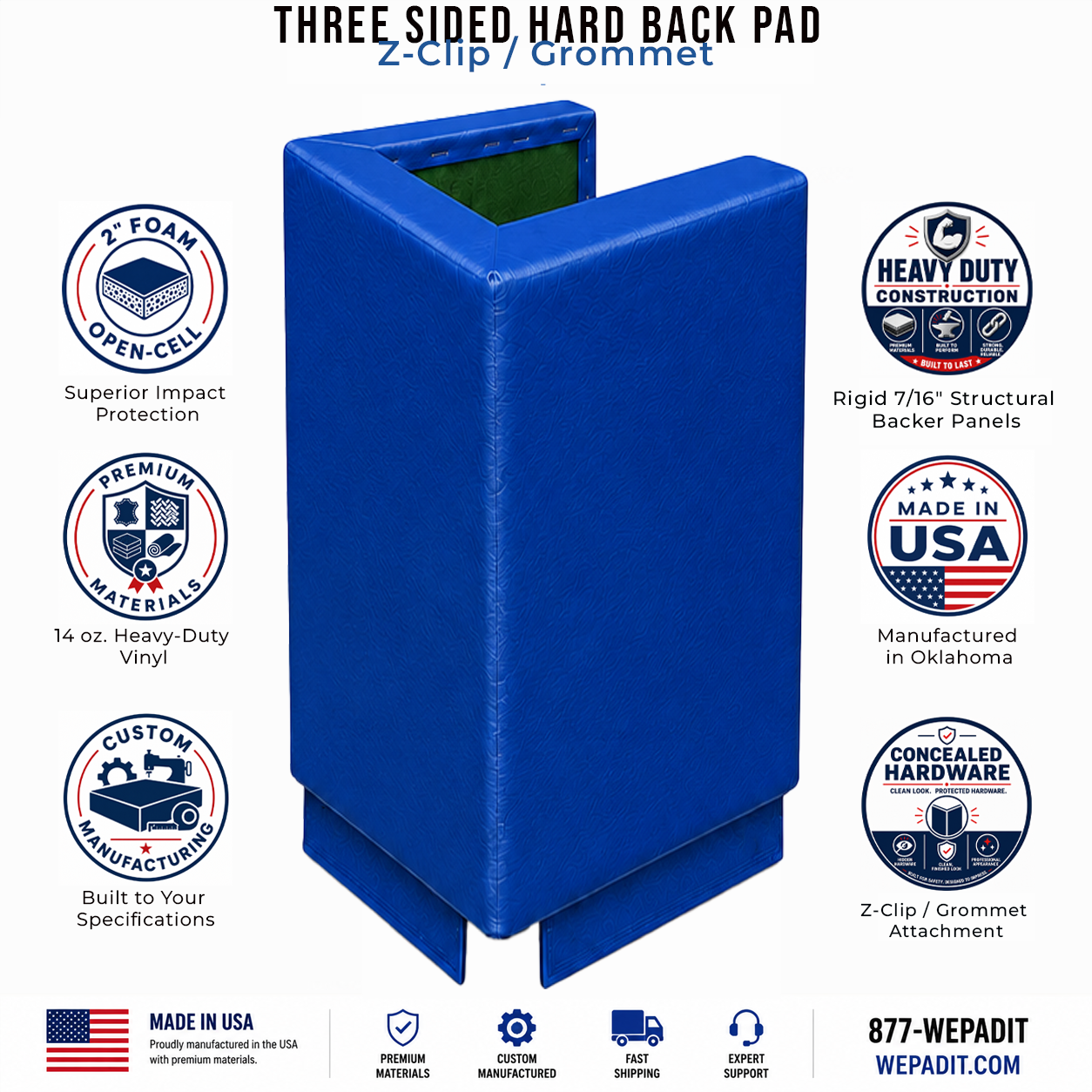 3-Sided Hard Back Pad | Custom Made