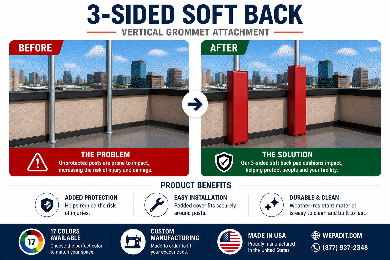 3-Sided Soft Back Pad | Custom Made