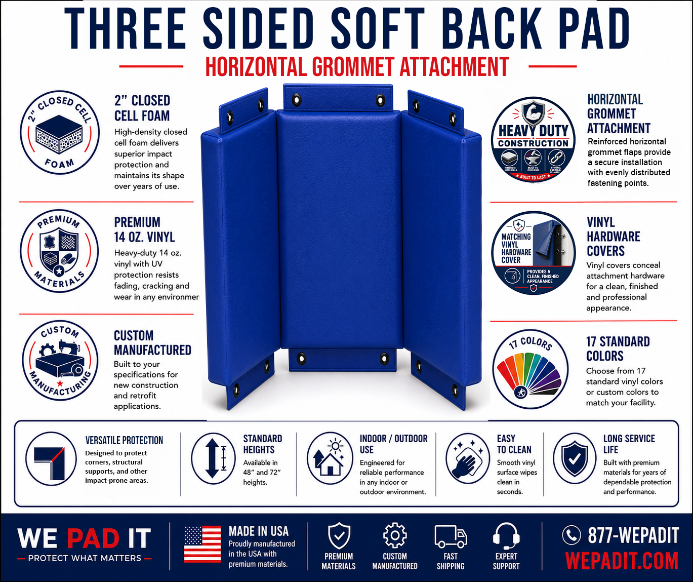 3-Sided Soft Back Pad | Custom Made