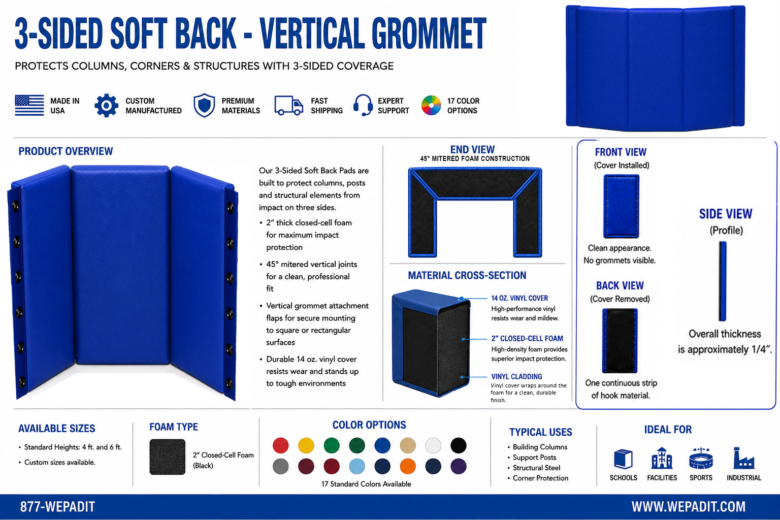 3-Sided Soft Back Pad | Custom Made