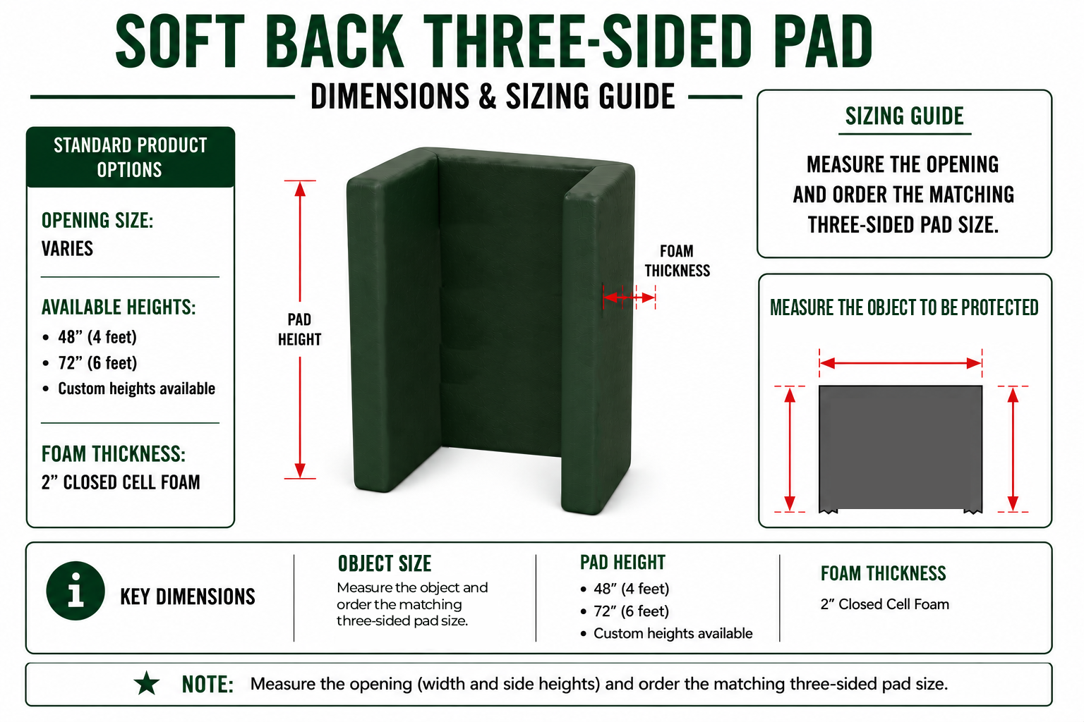 3-Sided Soft Back Pad | Custom Made