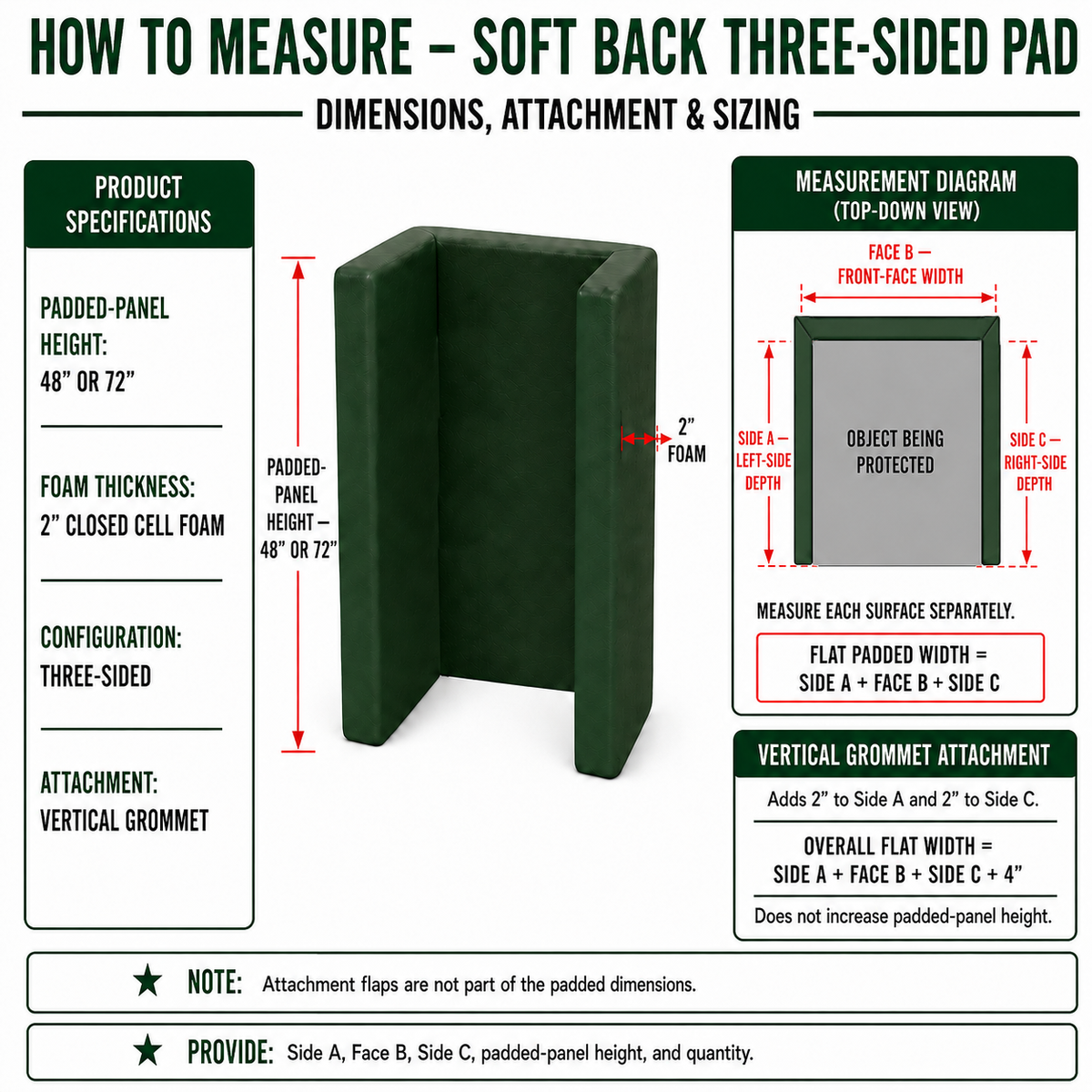 3-Sided Soft Back Pad | Custom Made