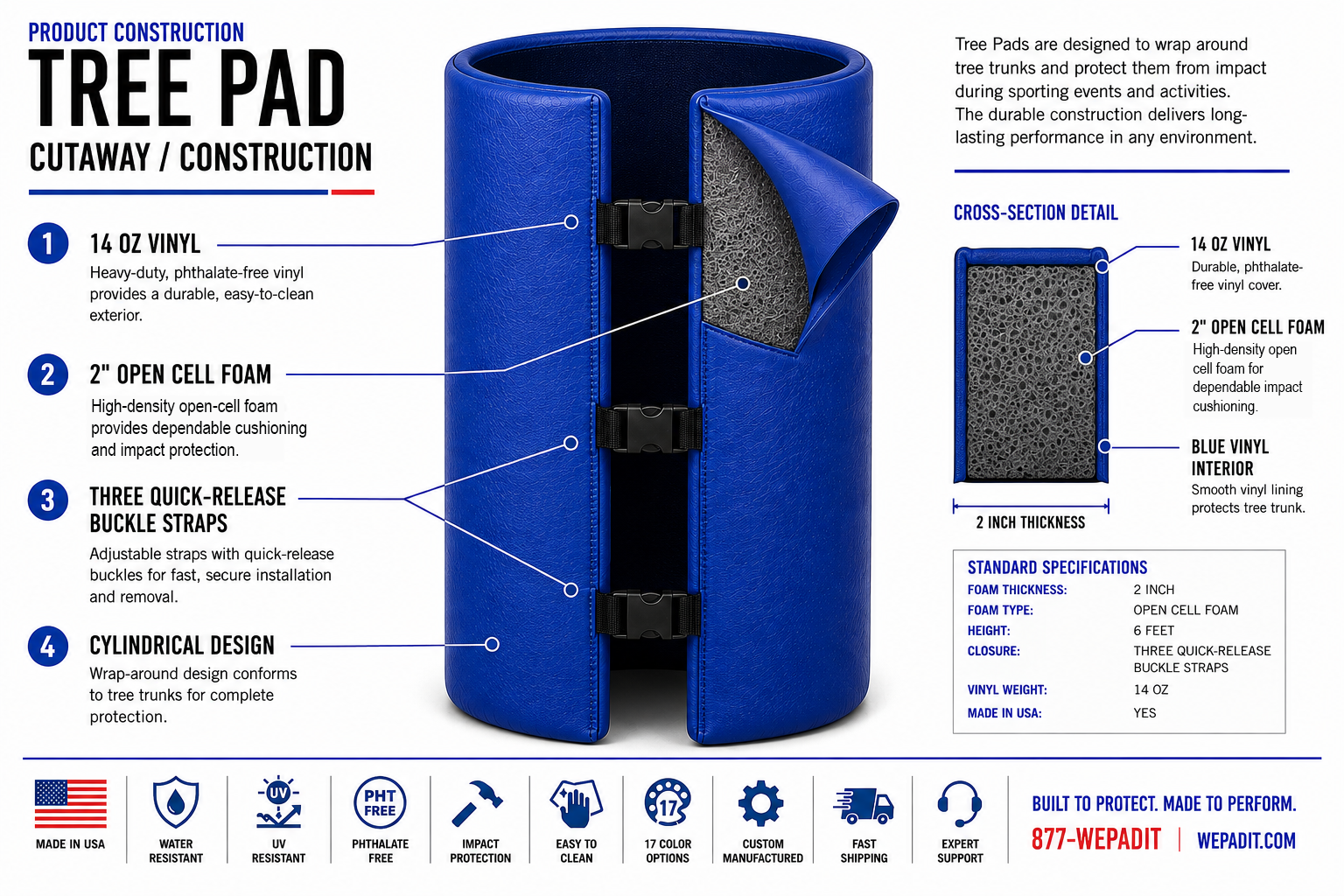 Open Cell Tree Pad | 2" Foam | Made to Order