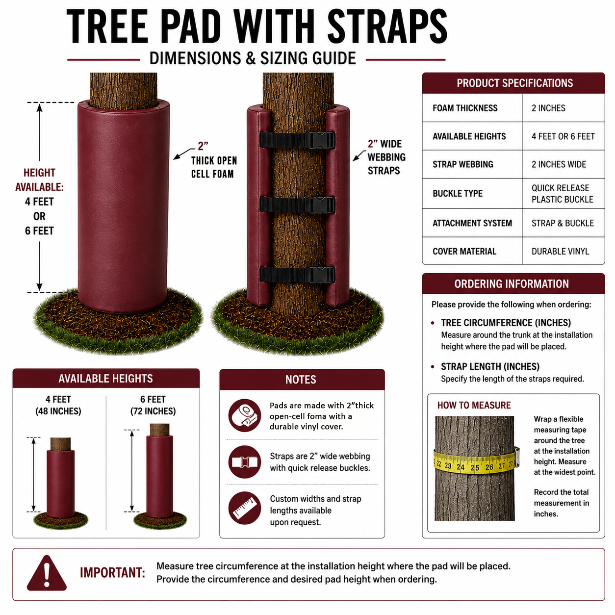Open Cell Tree Pad | 2" Foam | Made to Order